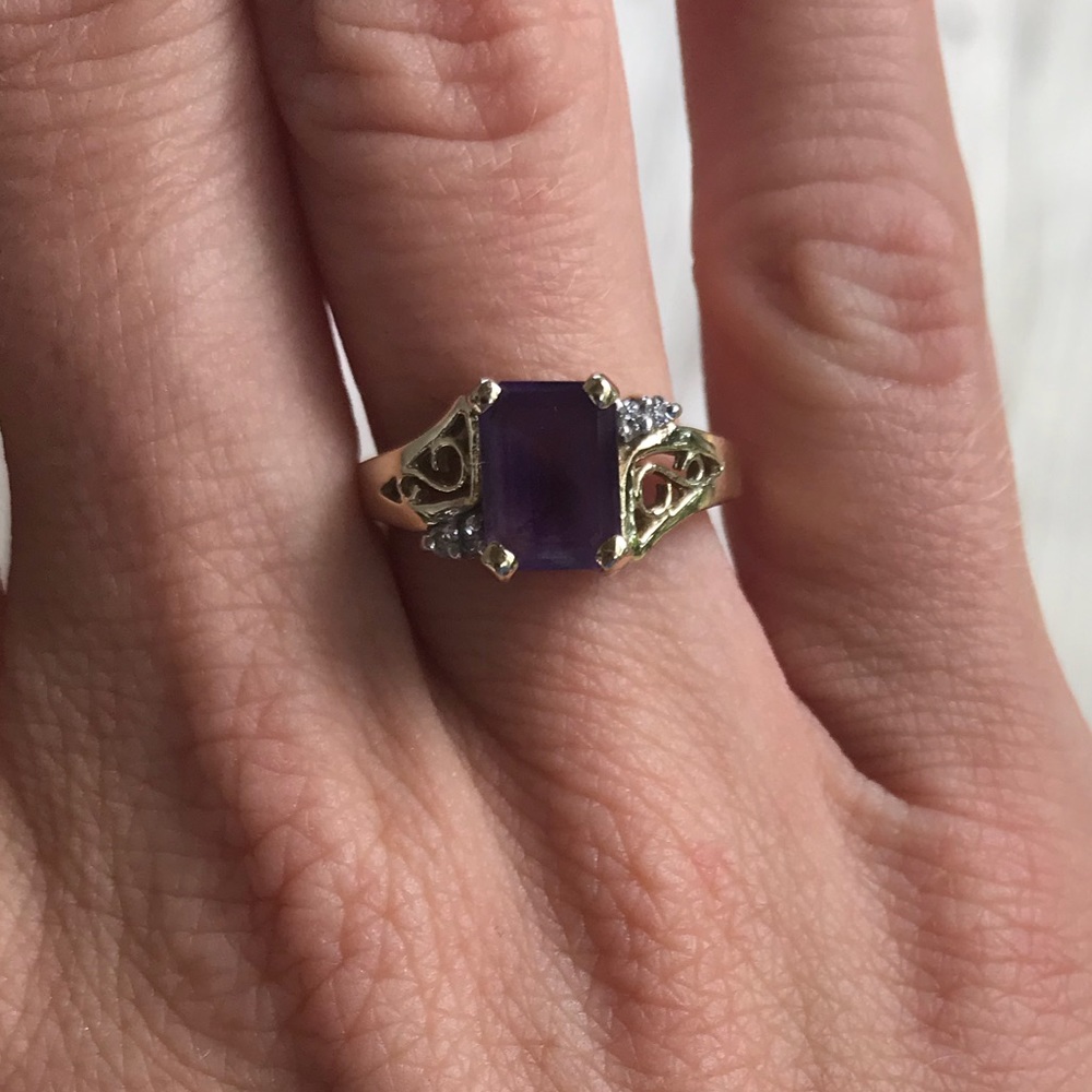 Amethyst ring with diamond accents